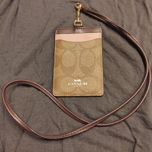 Coach Brown and Pink Key & Card Holder